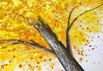 goden Yellow Tree wall decor detail texture Oil Paintings